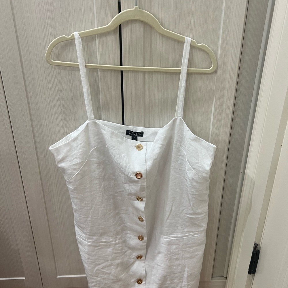 NWT- J.Crew Ivory Linen Top with Gold Button Accents